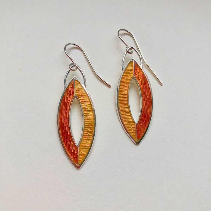 Orange/Yellow 2 tone large 'leaf' earrings (HSL6O)