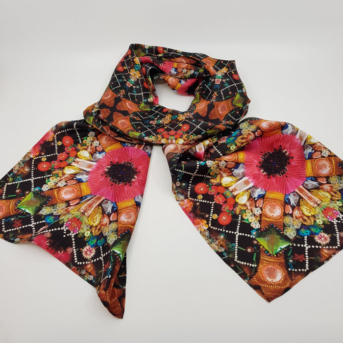'Floral Geometric' silk scarf (JK92B)