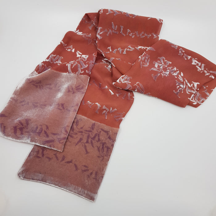 'Bluebell' silk devoré long scarf (LL23/75C)