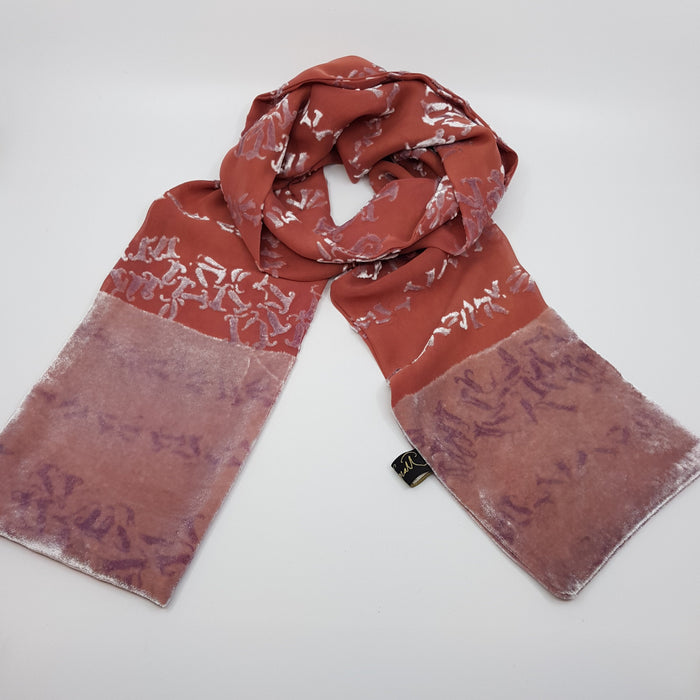 'Bluebell' silk devoré long scarf (LL23/75C)