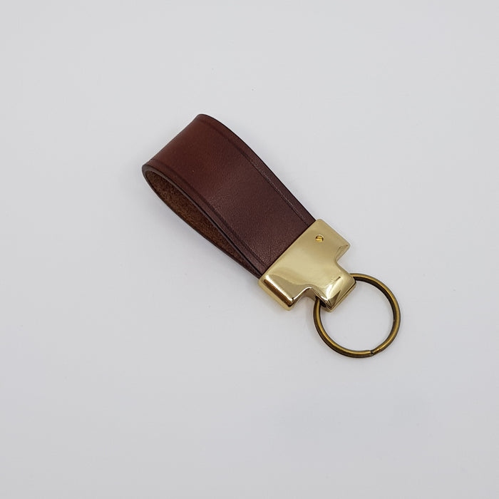 Key Fob, brown leather, brass fitting (MAM14A)