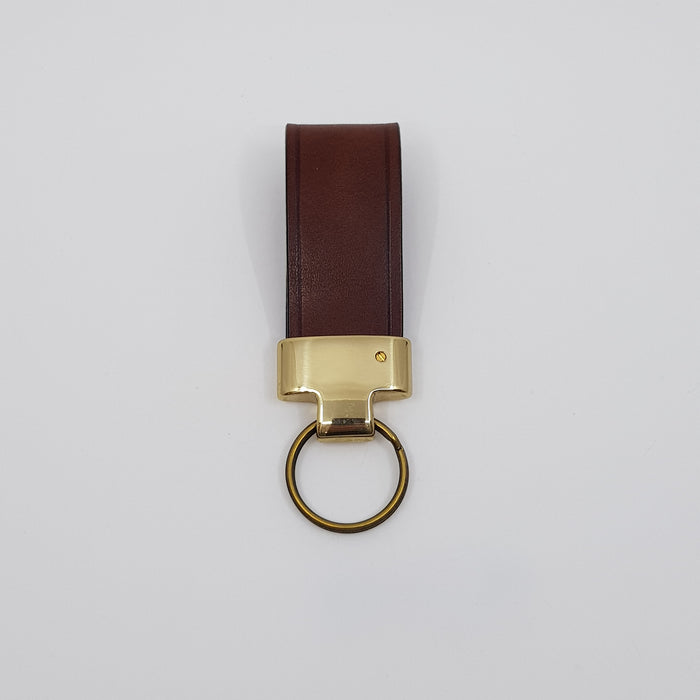 Key Fob, brown leather, brass fitting (MAM14A)