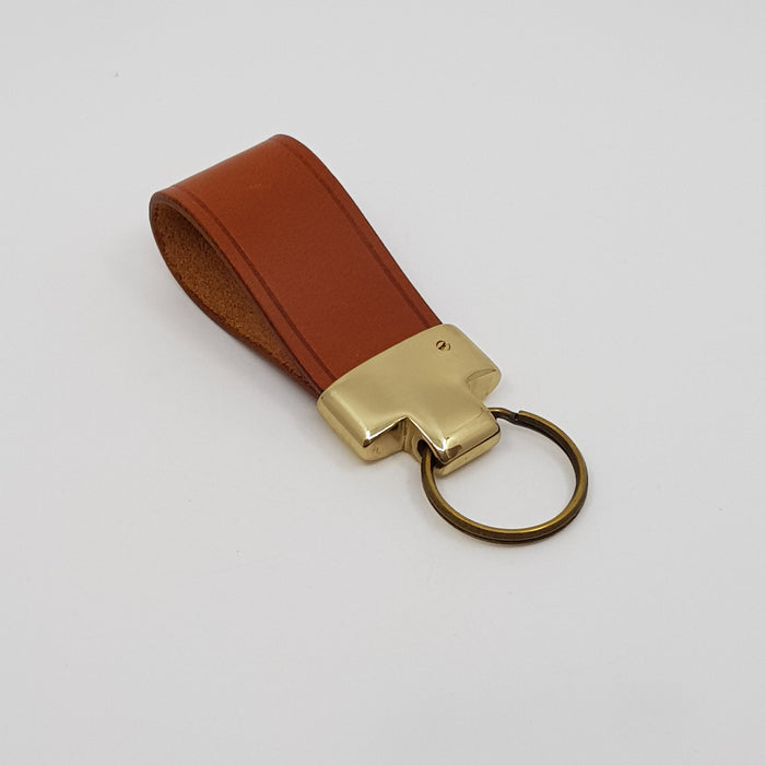 Key Fob, tan leather, brass fitting (MAM14B)